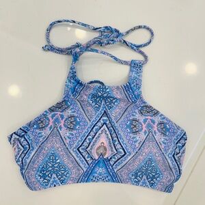 Xhilaration Halter Bikini Top. Pink & blue, size D/DD.